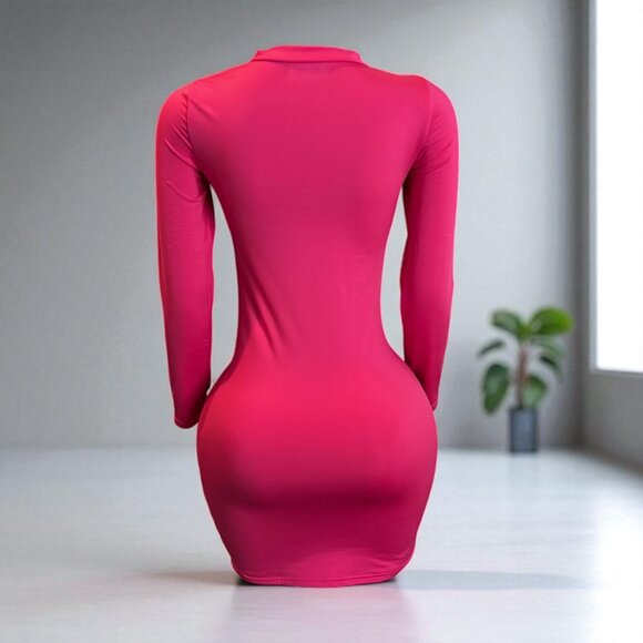 Solid Pink Cut Out Mini Dress - Picture 2 of 7